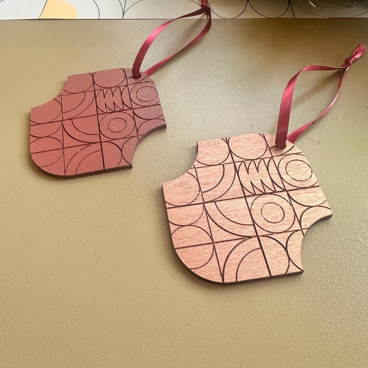 Copper Christmas Decoration Ornament Set - 19cm (7.4”) long x 8.5cm 3.3" wide