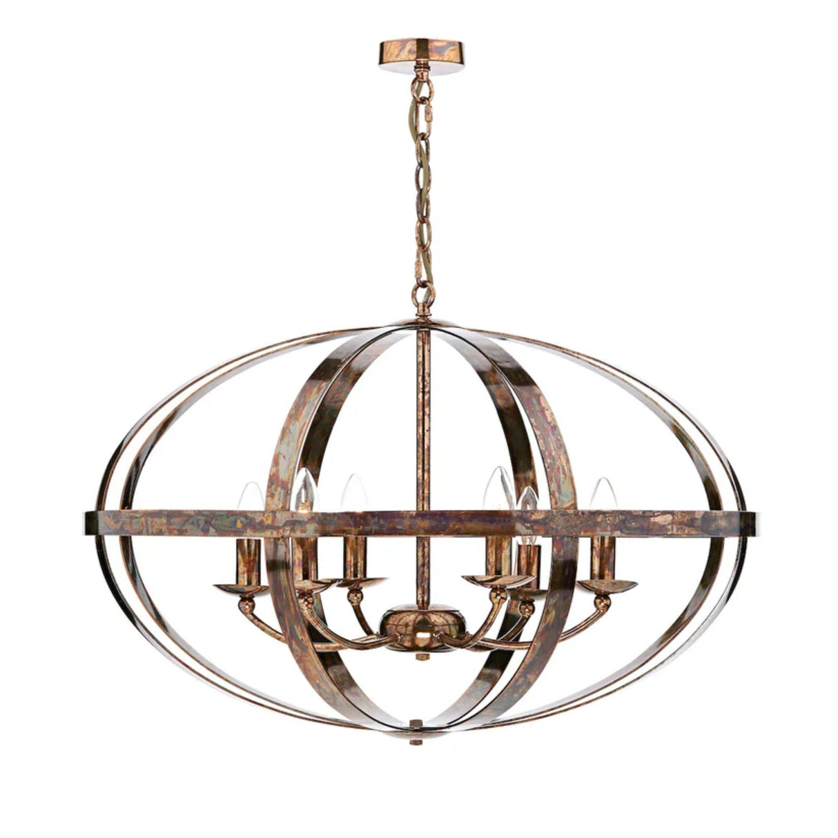 Pagazzi Inga 6 Light Petrol Copper Pendant Ceiling Light