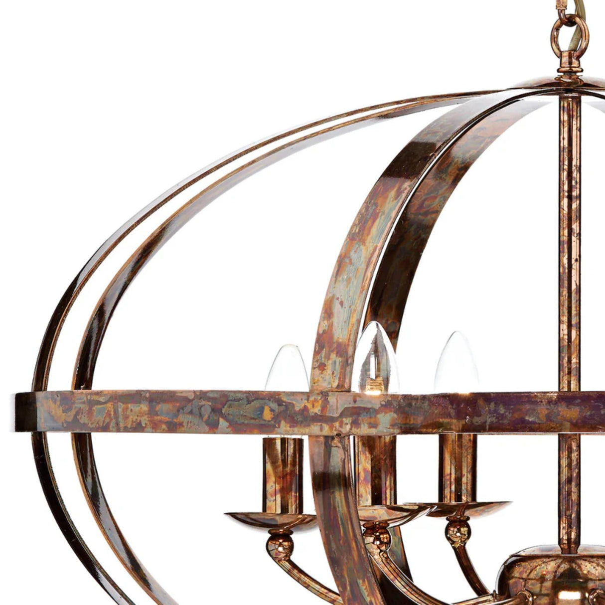 Pagazzi Inga 6 Light Petrol Copper Pendant Ceiling Light