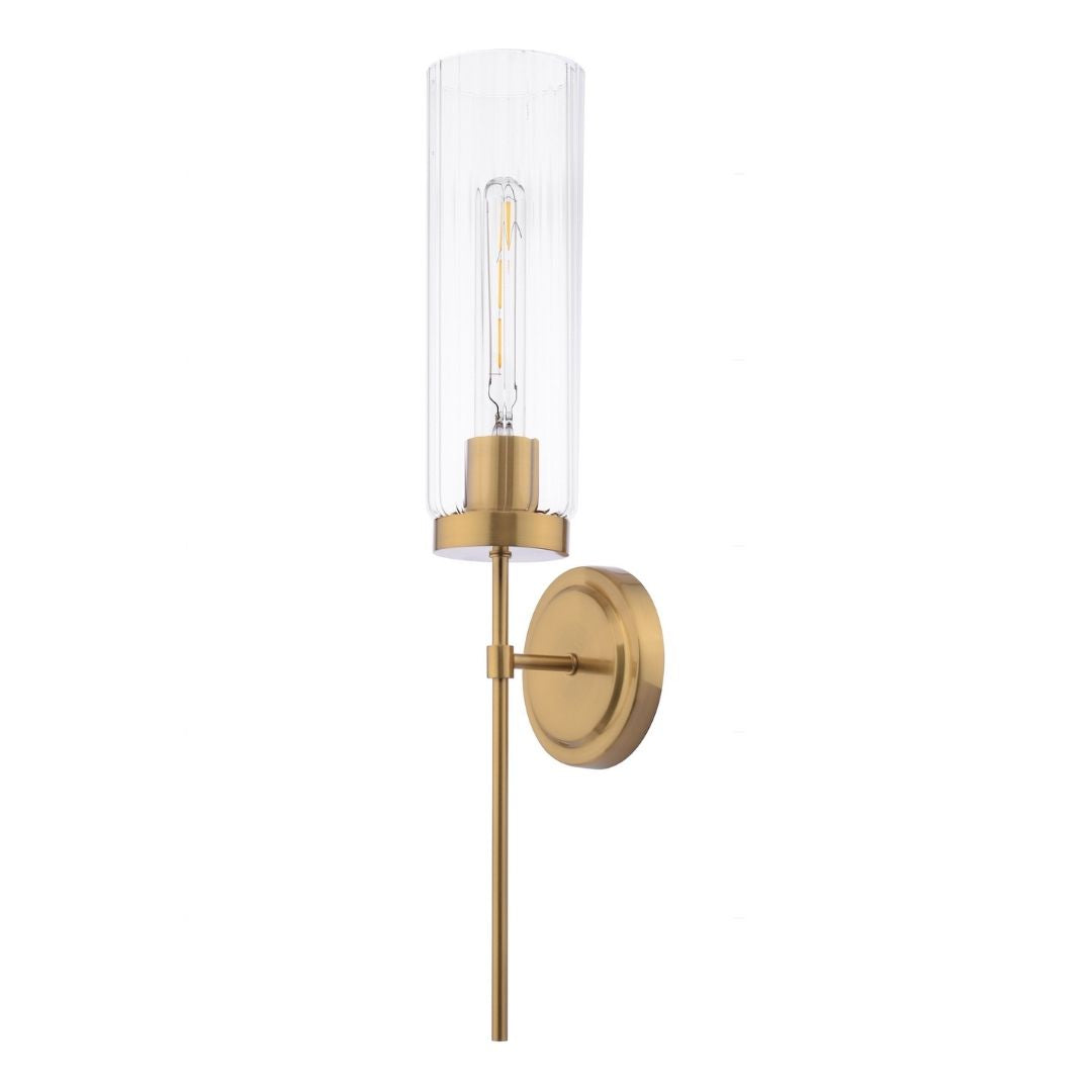 Pagazzi Stella Polished Bronze & Ribbed Glass Wall Light