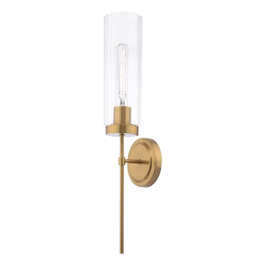 Pagazzi Stella Polished Bronze & Ribbed Glass Wall Light