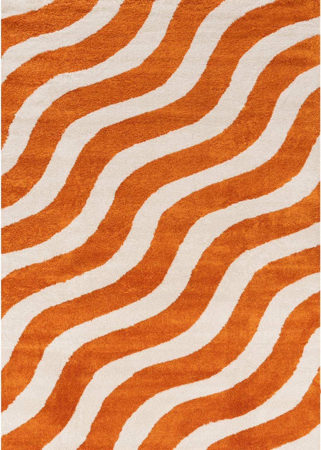 The Rugs Joli Wave Orange White Rug