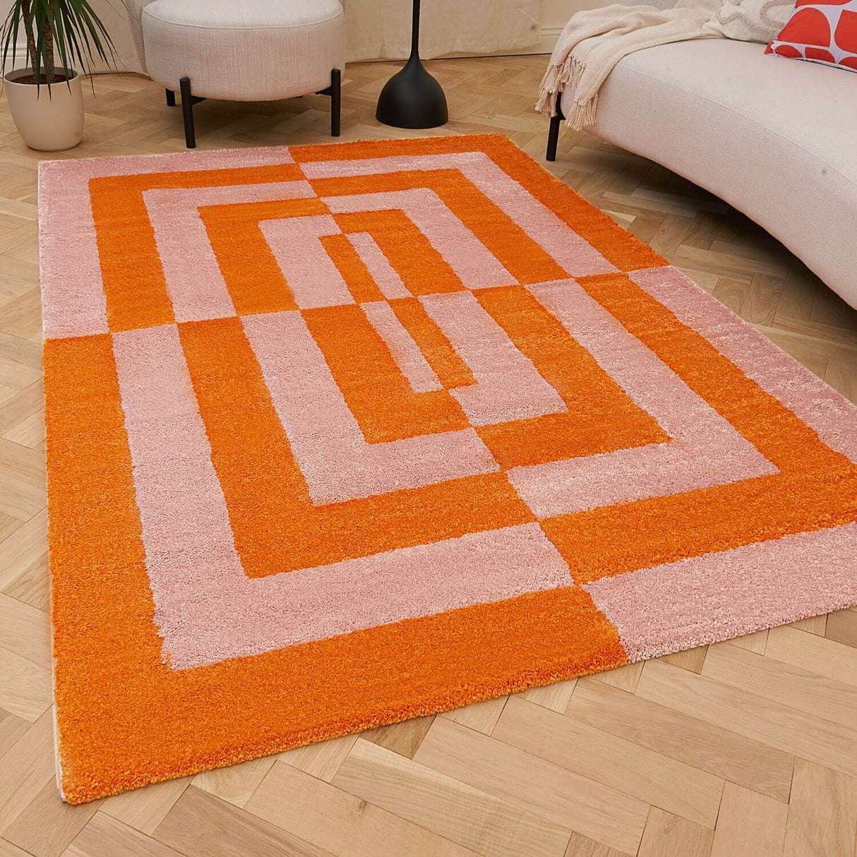 The Rugs Joli Geometric Orange & Pink Rug