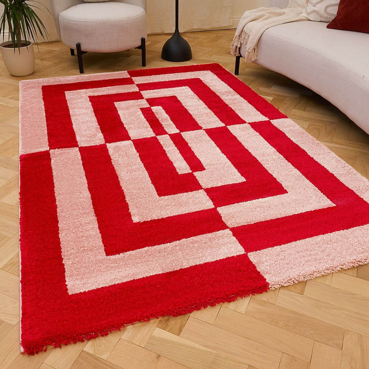 The Rugs Joli Geometric Red & Pink Rug