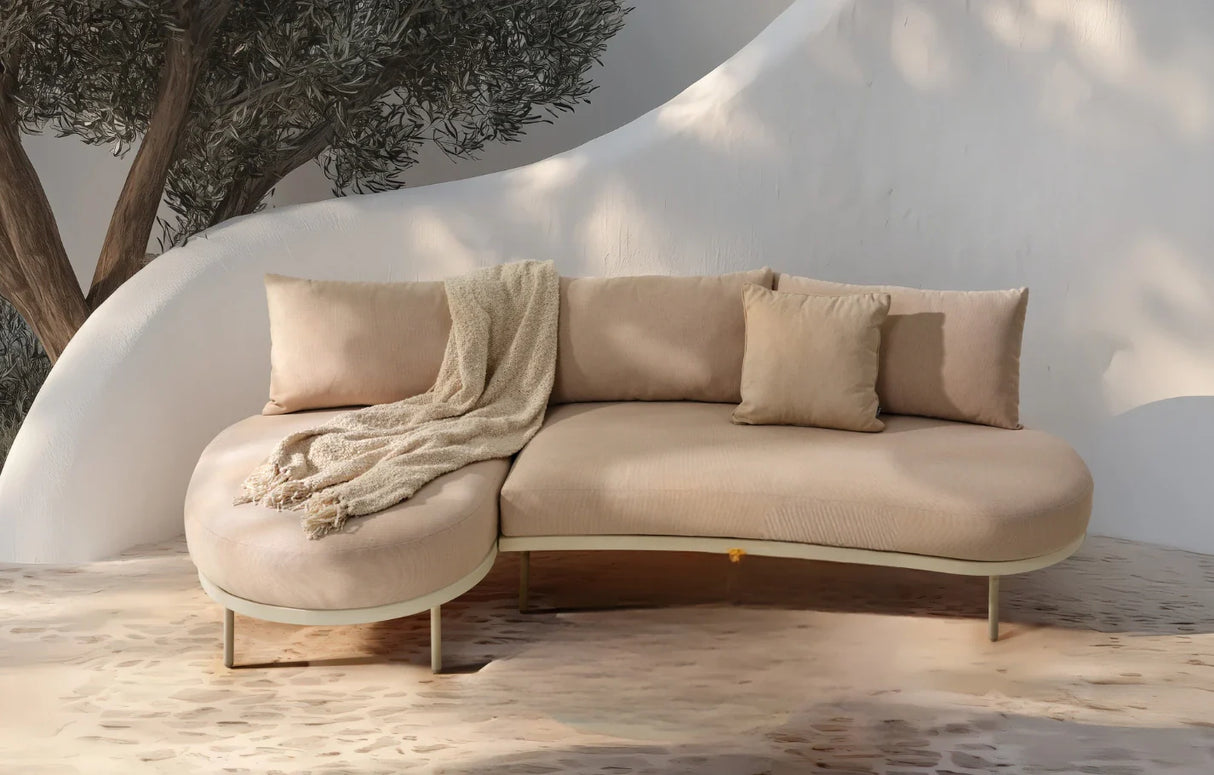 MINT Outdoor Kiki Beige 3 Seater Organic Garden Chaise Sofa
