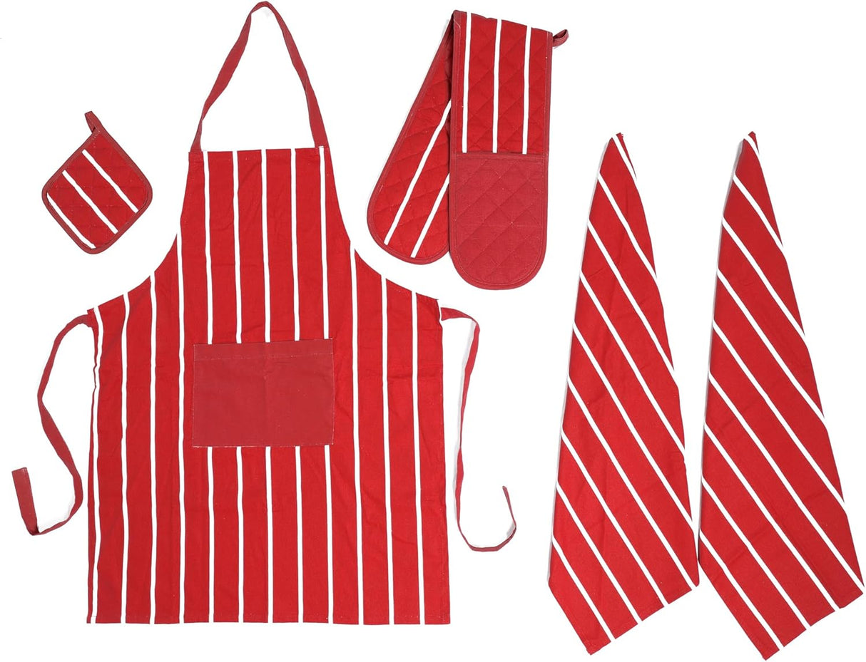5 Pack Kitchen Sets Apron + Oven Gloves + Towel Set + Pot Holder by OLIVIA ROCCO