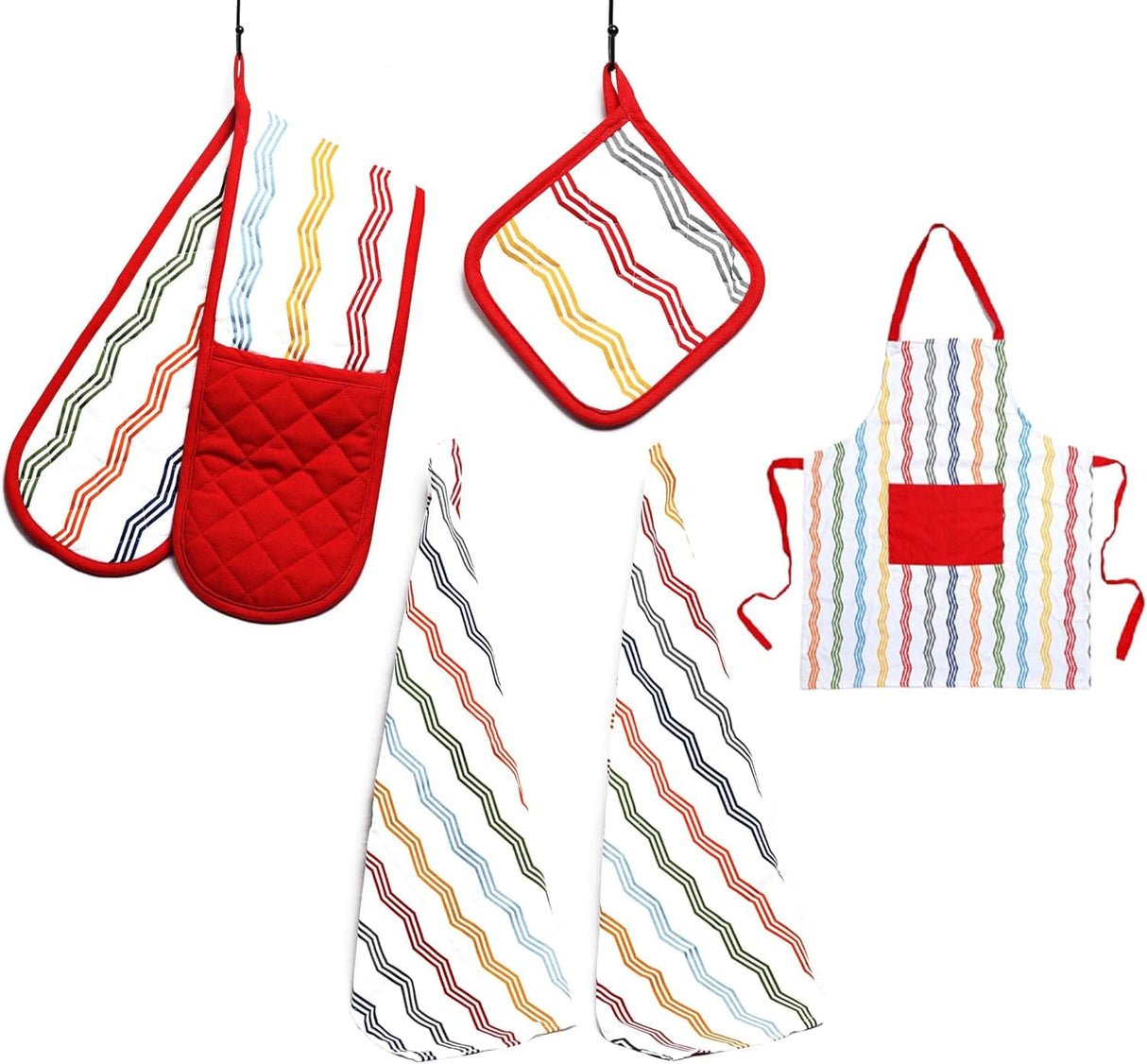5 Pack Kitchen Sets Apron + Oven Gloves + Towel Set + Pot Holder by OLIVIA ROCCO