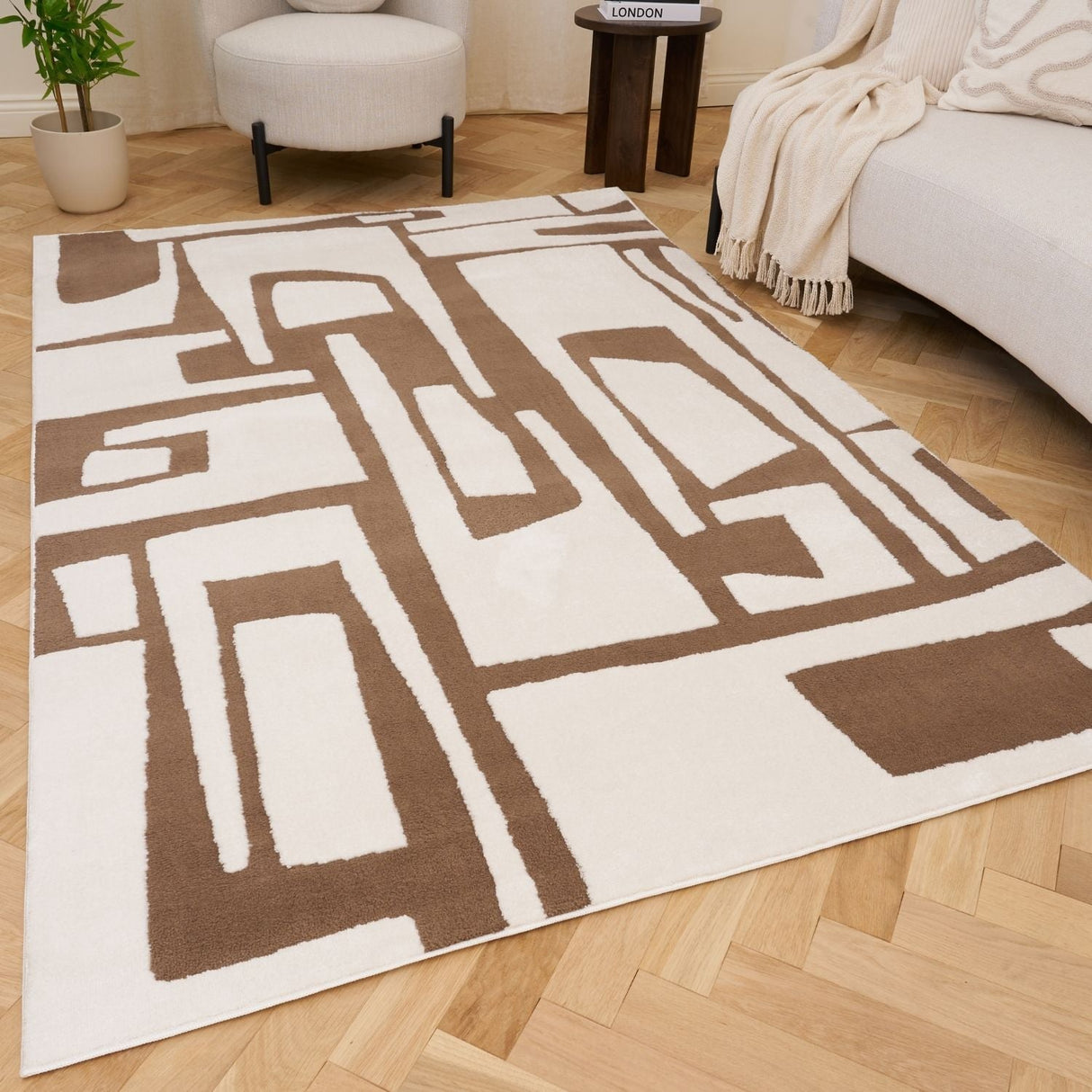 The Rugs Loft Abstract Brown Rug