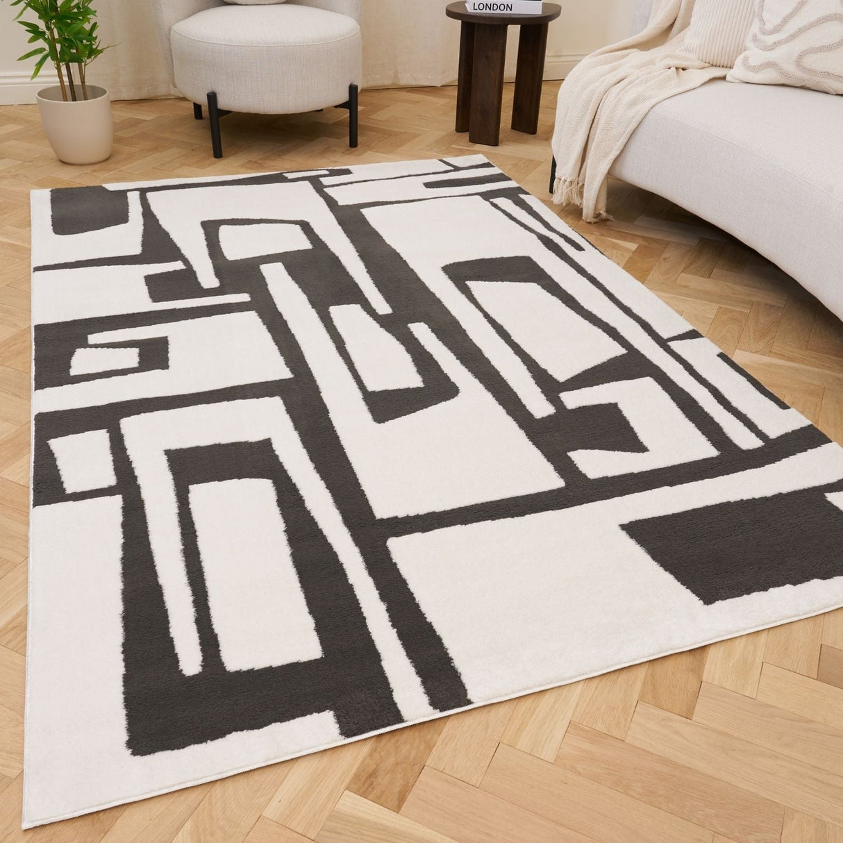 The Rugs Loft Abstract Dark Grey Rug