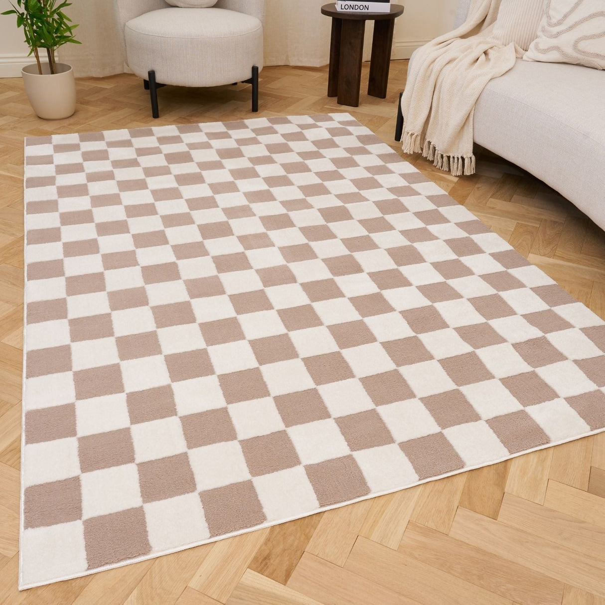 The Rugs Loft Checkerboard Beige Rug