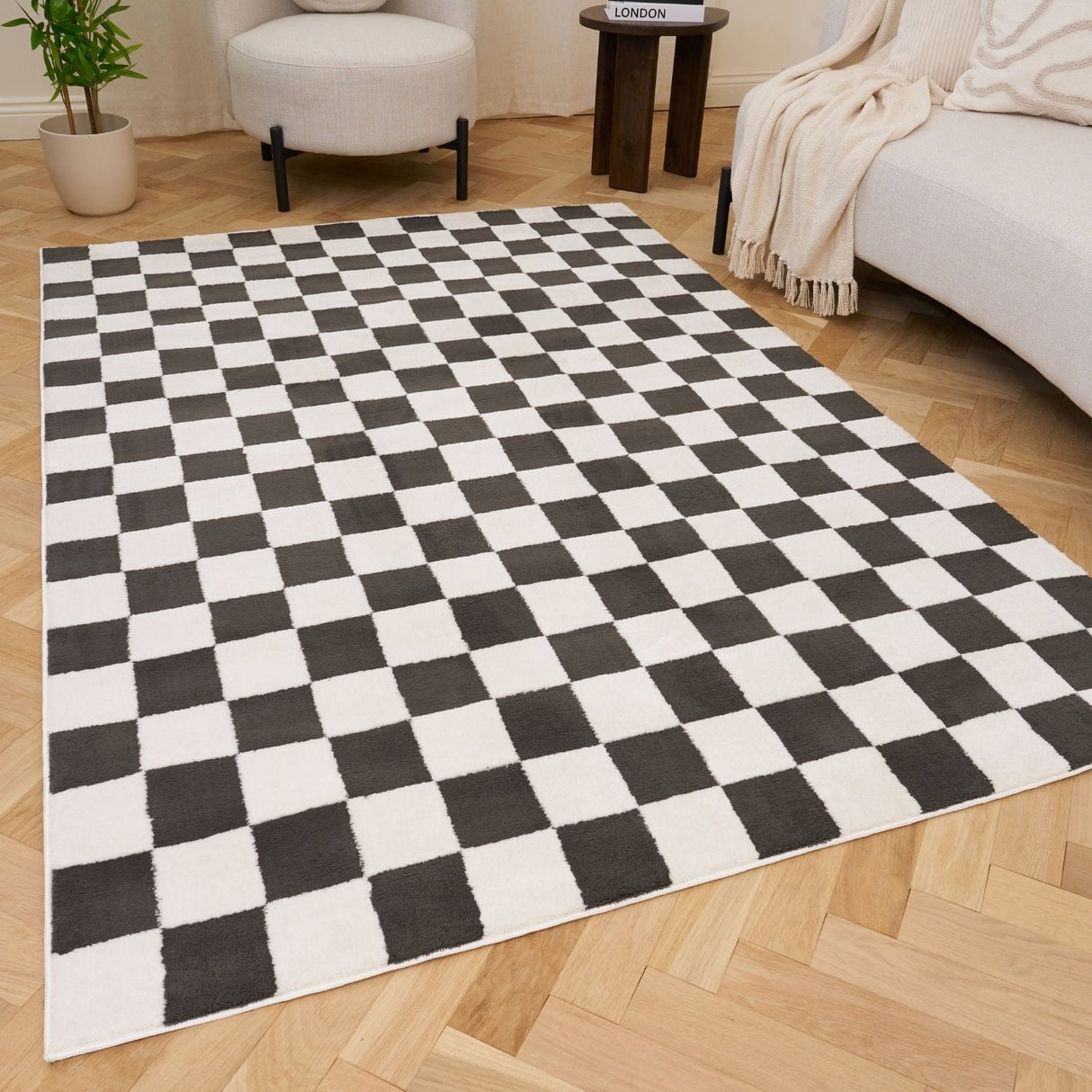 The Rugs Loft Checkerboard Dark Grey Rug