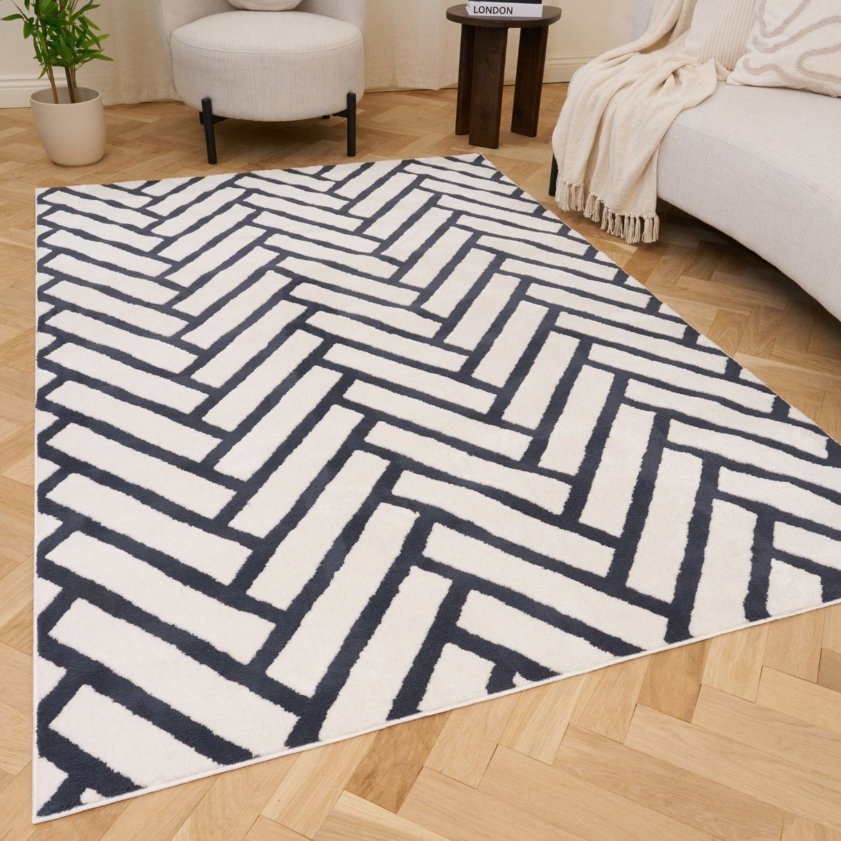 The Rugs Loft Chevron Blue Rug