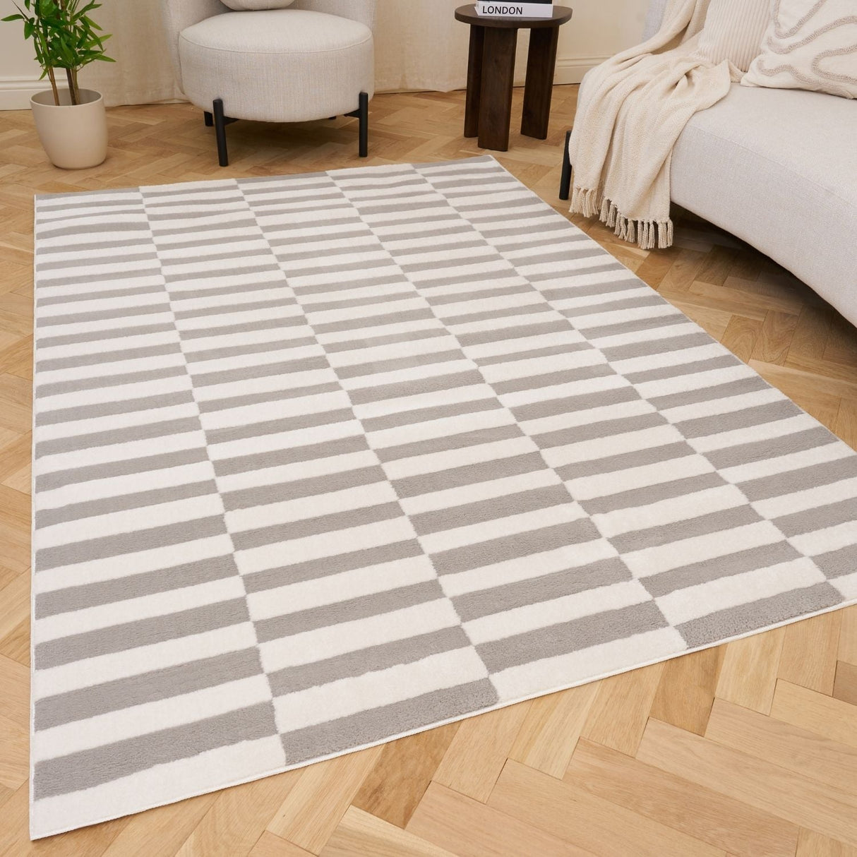 The Rugs Loft Striped Grey Rug