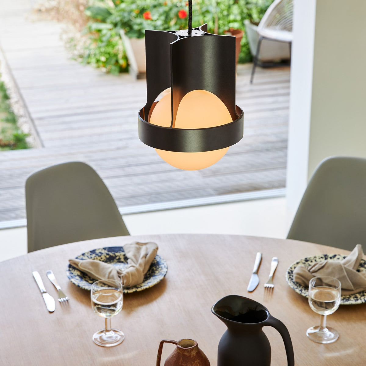Tala Loop Single Pendant in Dark Grey with Sphere IV