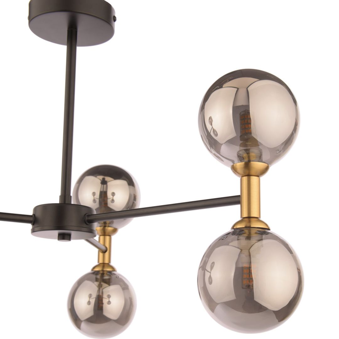 Pagazzi Loxley 6 Light Black & Gold Semi Flush Ceiling Light