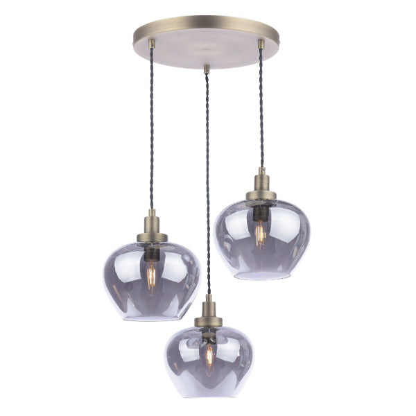 Pagazzi Lupa 3-Light Cluster Smoked Ceiling Light