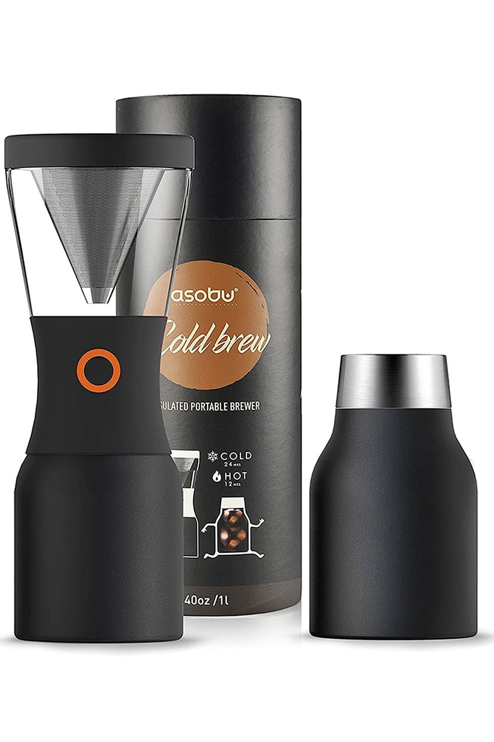 Asobu Portable Cold Brew Coffee Maker, Black, 1 Litre