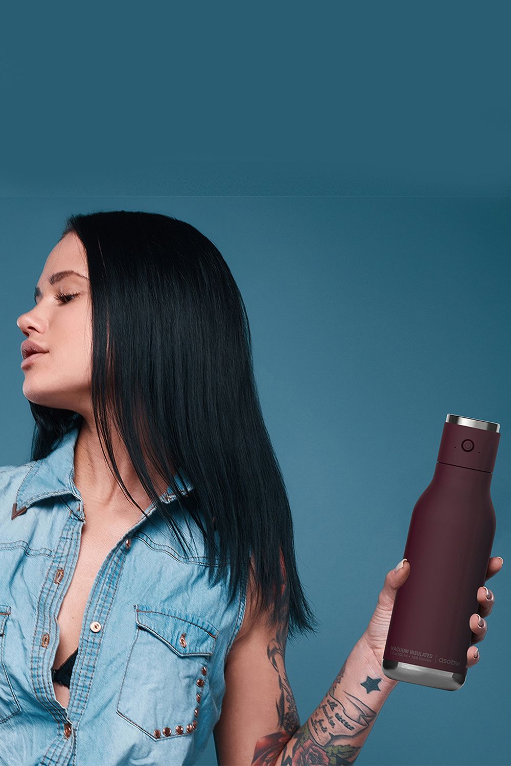 Asobu Wireless Stainless Steel Double Walled Speaker Bottle, Burgundy, 500ml