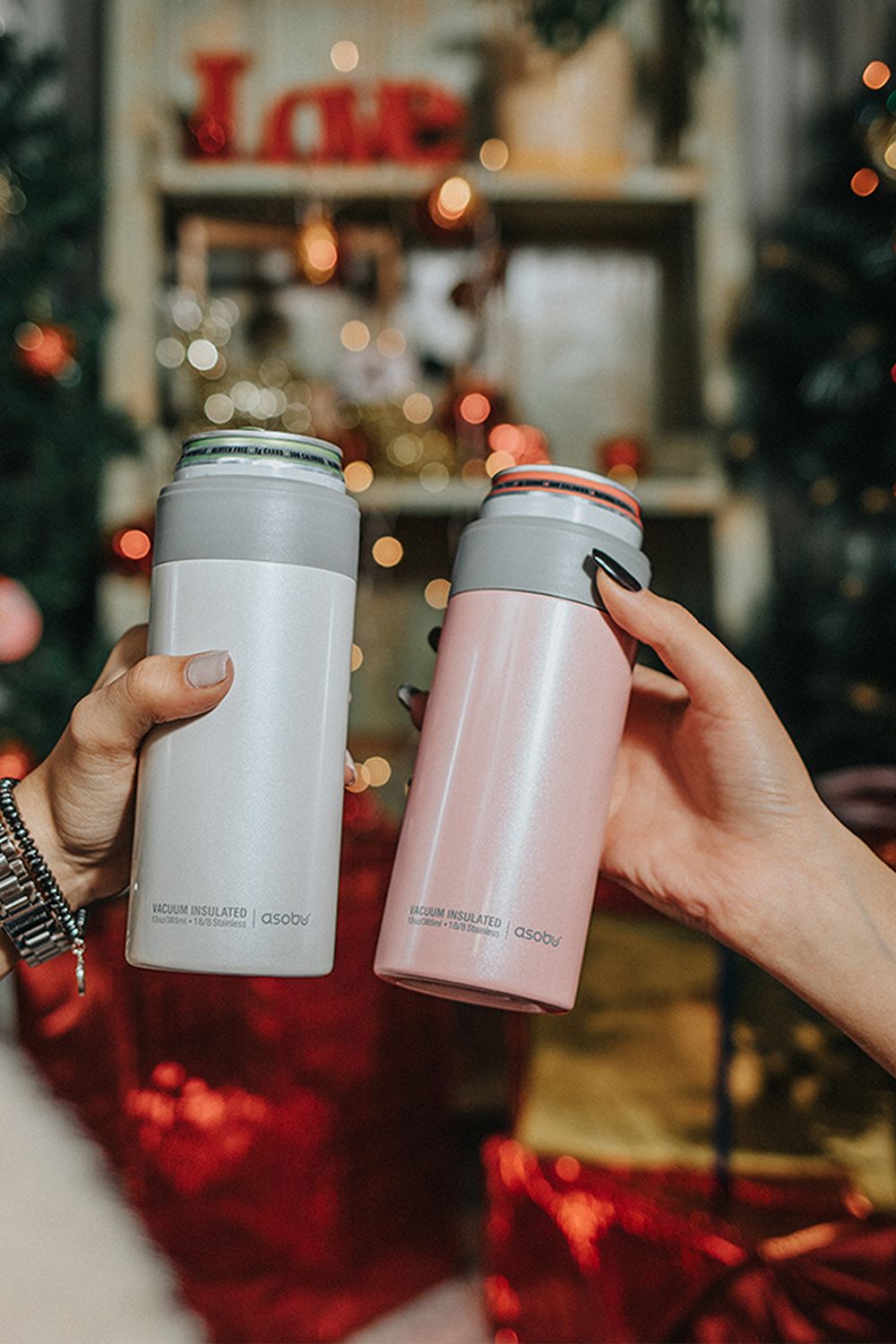 Asobu Skinny Can Kuzie Stainless Steel Insulated Sleeve, 350ml, White