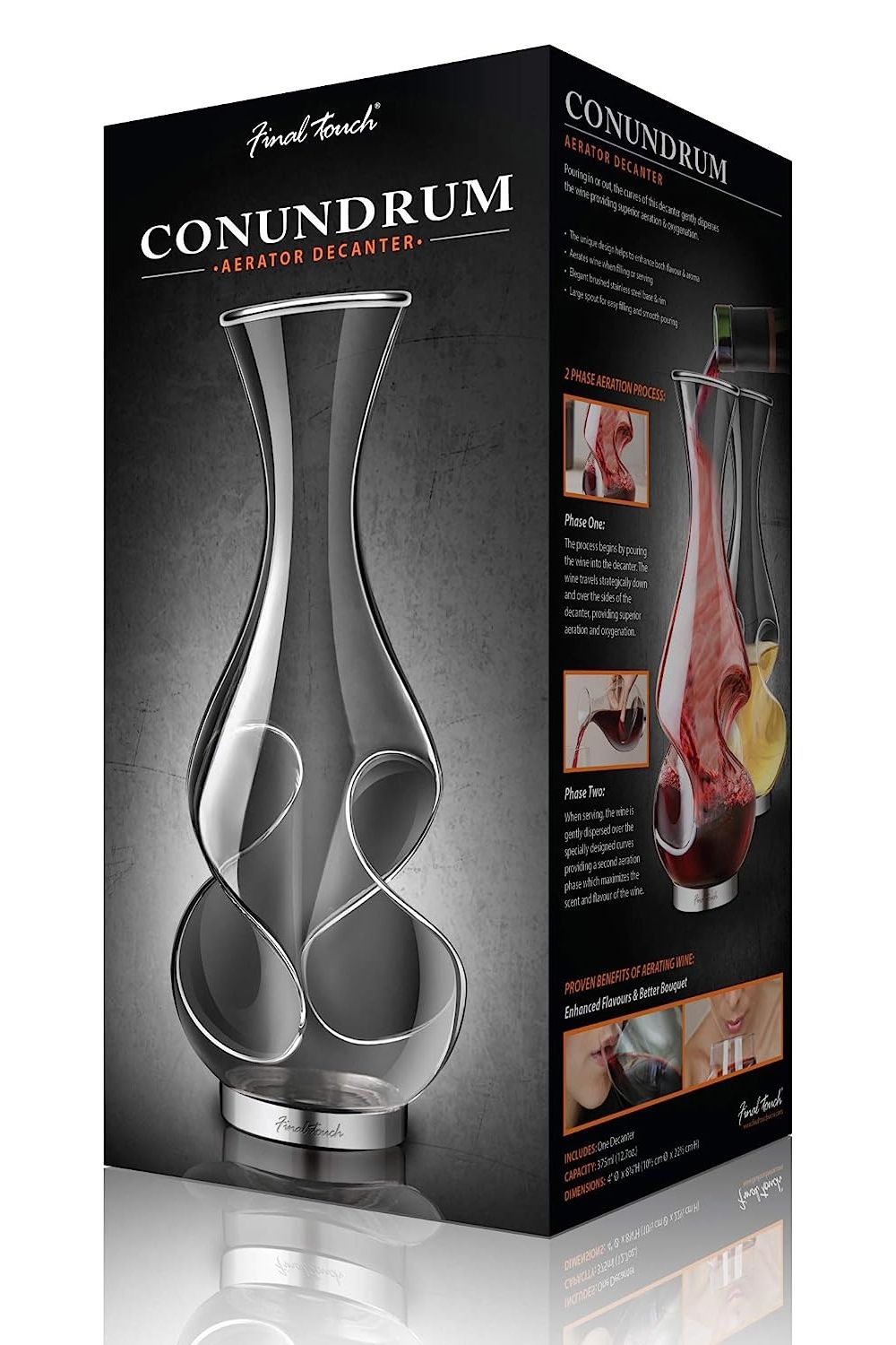 Final Touch Conundrum Wine Decanter, 375ml