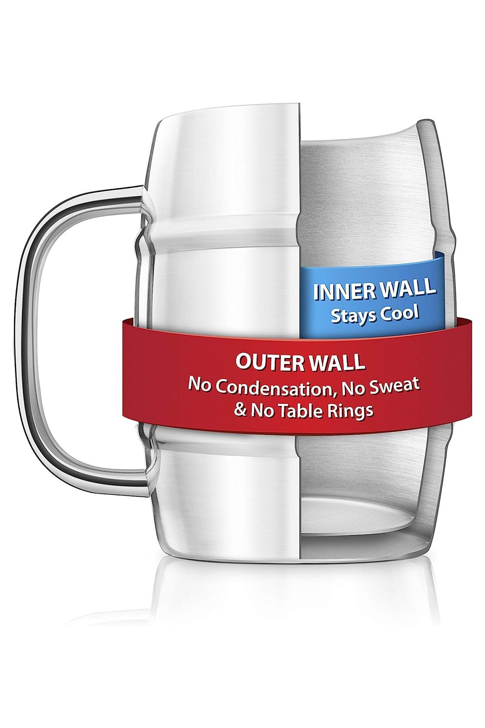 Final Touch Jumbo Double Walled Beer Keg Mug, 1 Litre