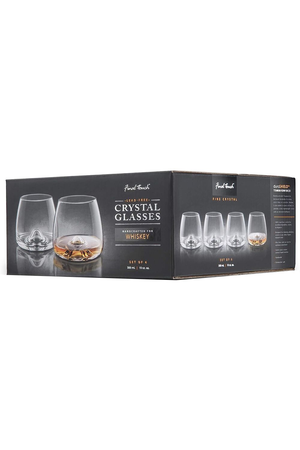 Final Touch Durashield Whisky Glass, Pack of 4, 300ml