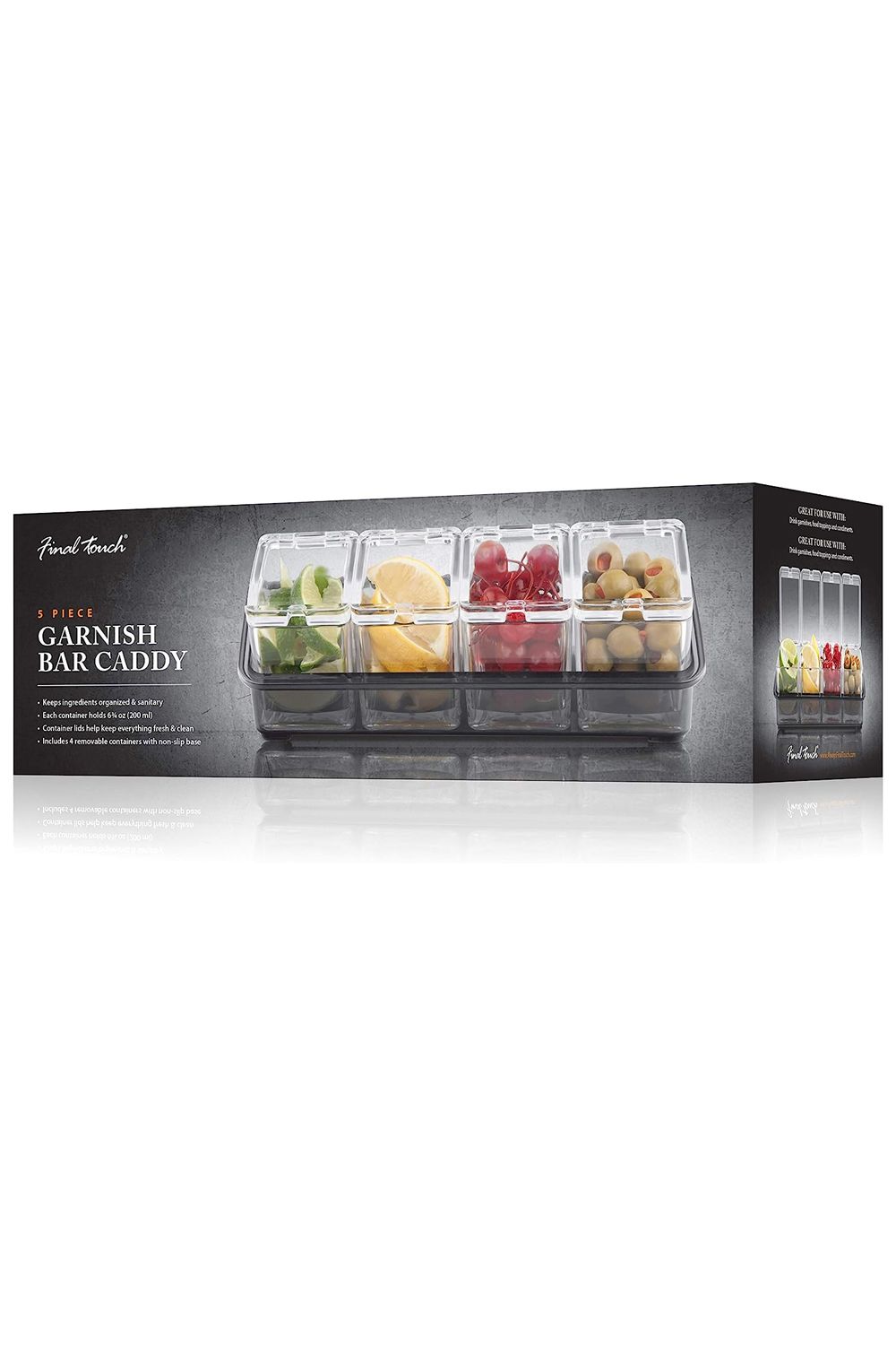 Final Touch 5 Piece Garnish Bar Caddy, Clear