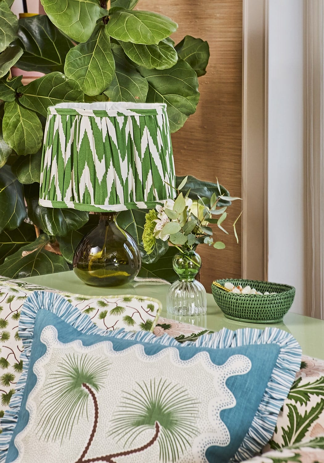 Shop Casa by Josephine Jenno Mayfair Tray Hold All Rattan Basket Green