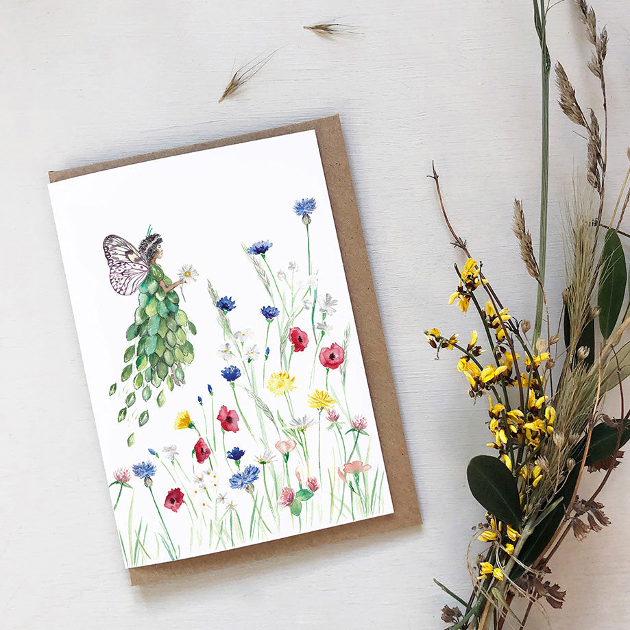 Meadow Fairy Hand Painted Greetings Card | Katie Hipwell Design