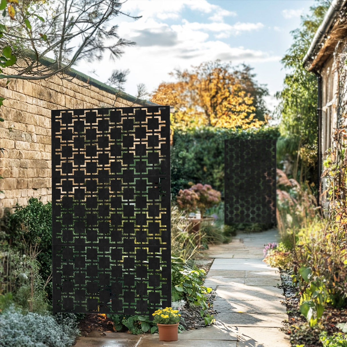Nicoman Metal Indoor/Outdoor Privacy Screen with Stand - 120cm x 180cm