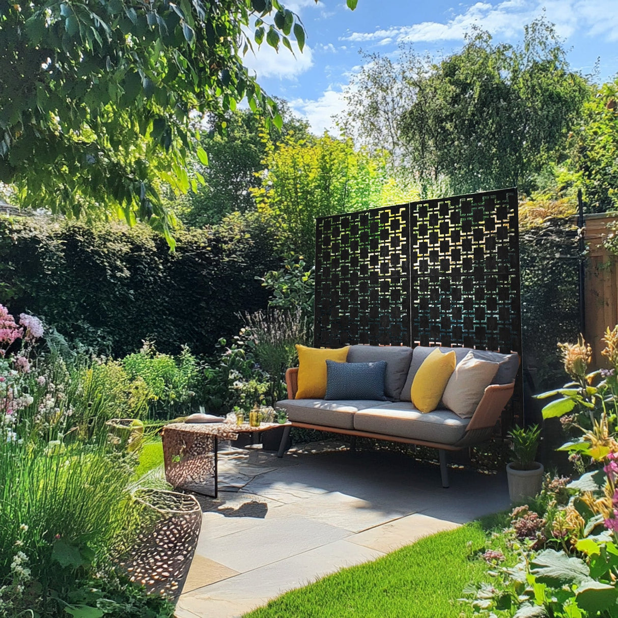 Nicoman Metal Indoor/Outdoor Privacy Screen with Stand - 120cm x 180cm