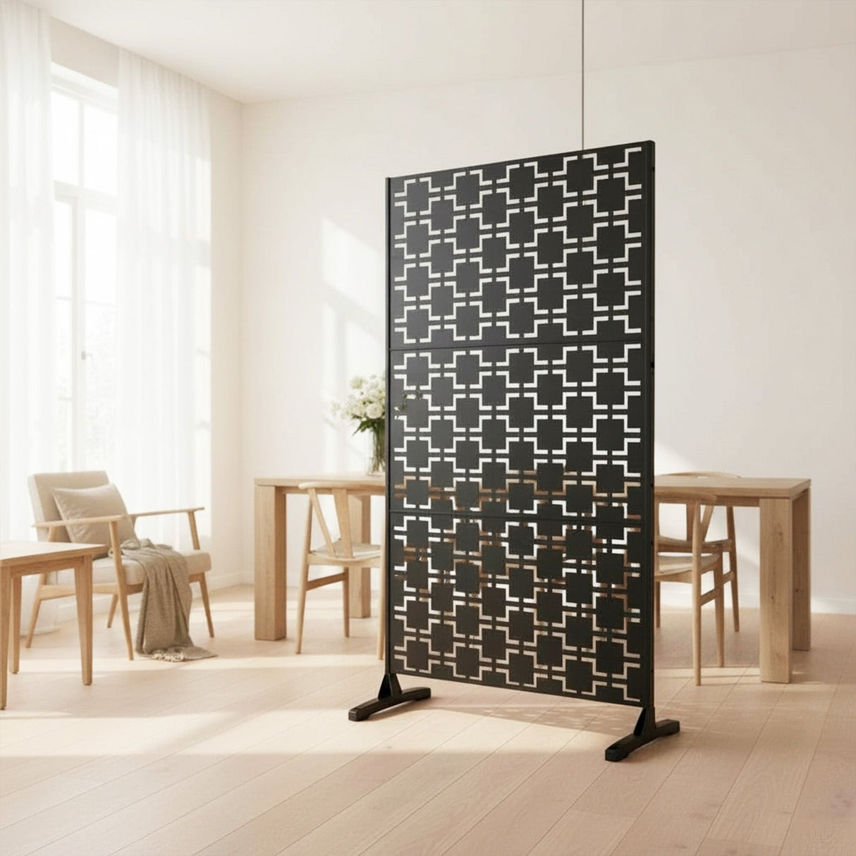 Nicoman Metal Indoor/Outdoor Privacy Screen with Stand - 120cm x 180cm