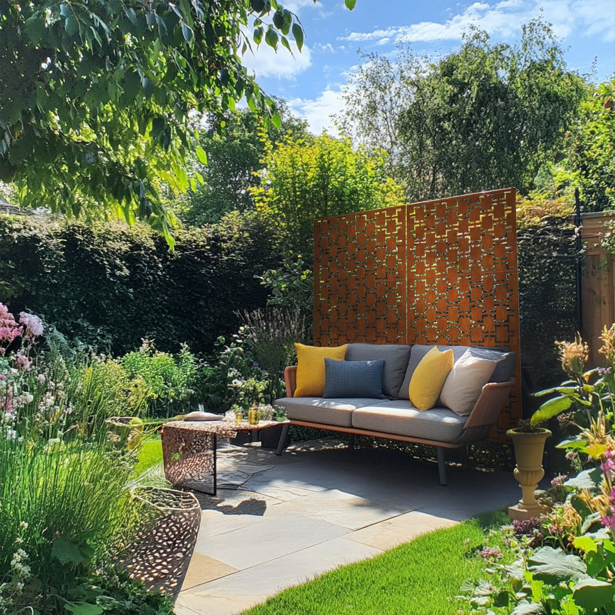 Nicoman Metal Indoor/Outdoor Privacy Screen with Stand - 120cm x 180cm