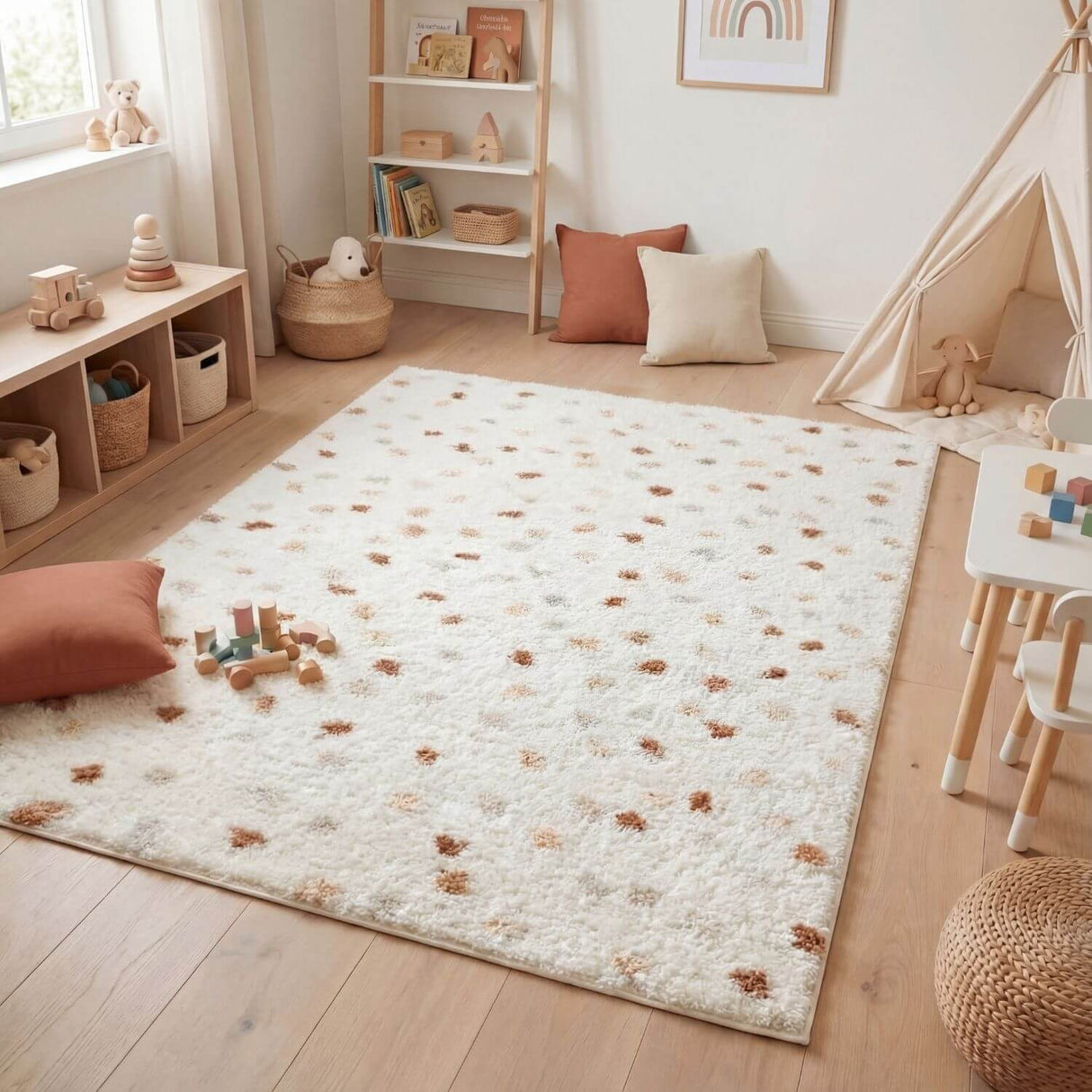 The Rugs Moodi Shaggy Cream Terra Biscotti Rug