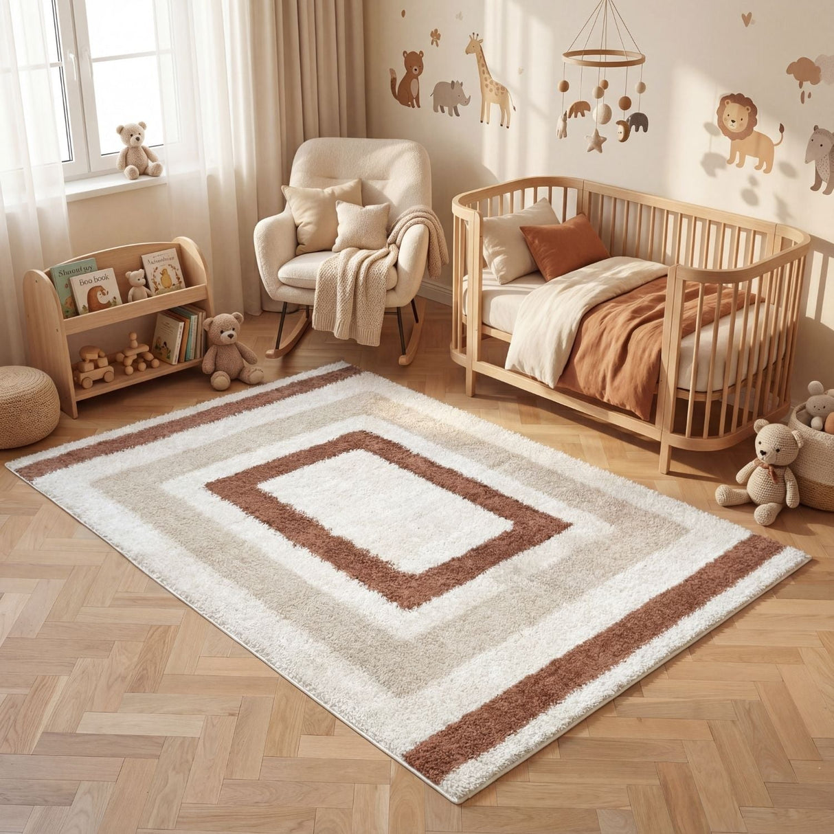 The Rugs Moodi Shaggy Cream Terra Slatefern Rug