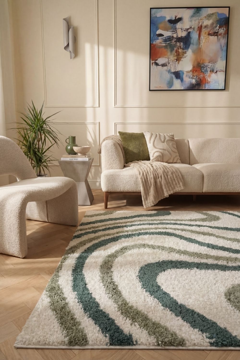 The Rugs Moodi Shaggy Green Rippletide Rug