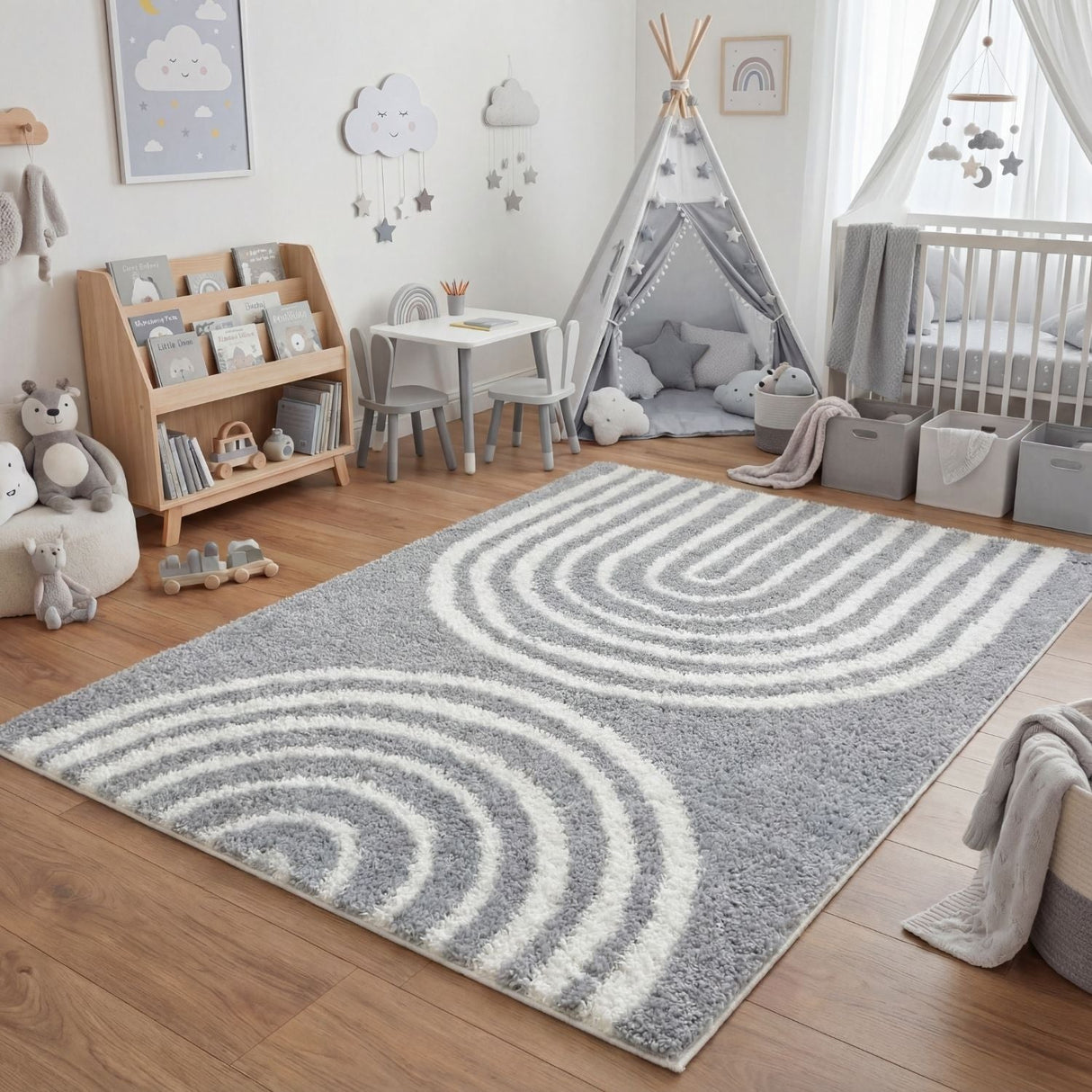 The Rugs Moodi Shaggy Grey Echo Rug