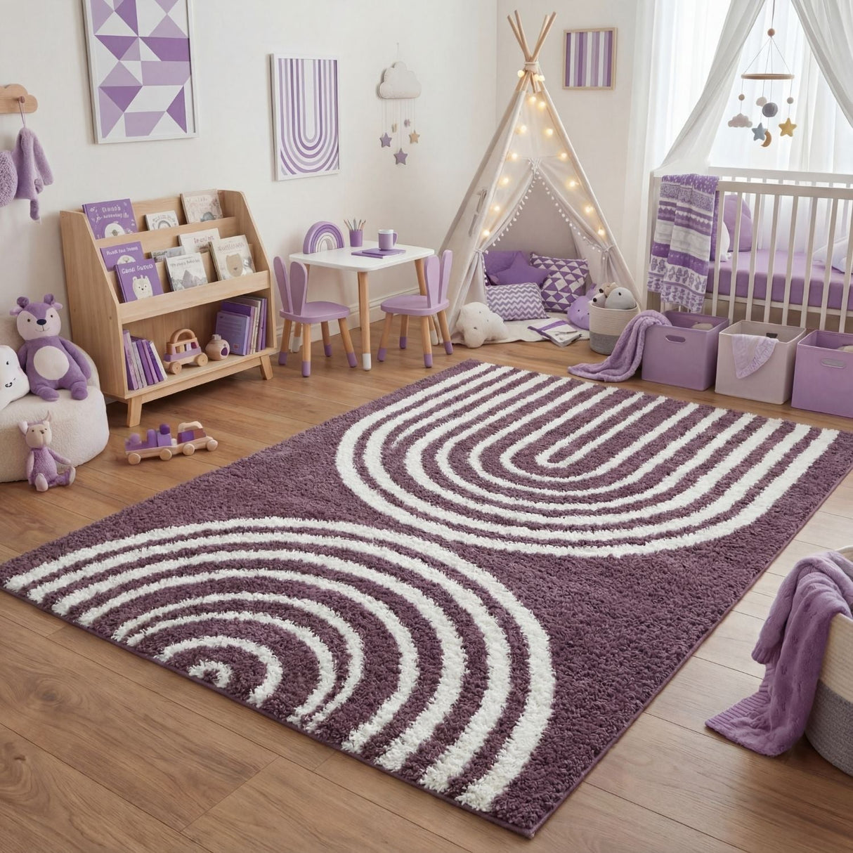 The Rugs Moodi Shaggy Purple Velvetine Rug