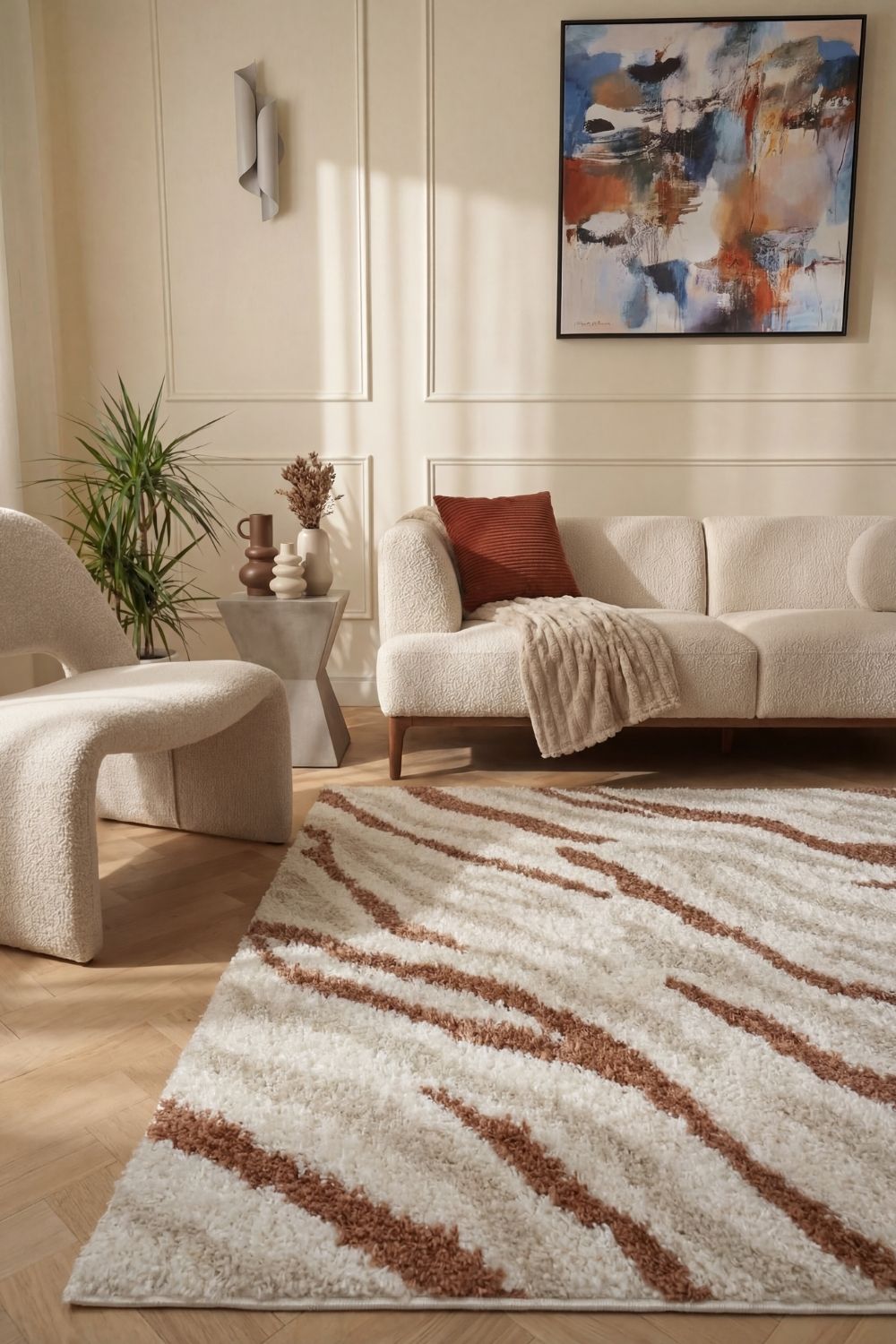 The Rugs Moodi Shaggy Cream Terra Savara Rug