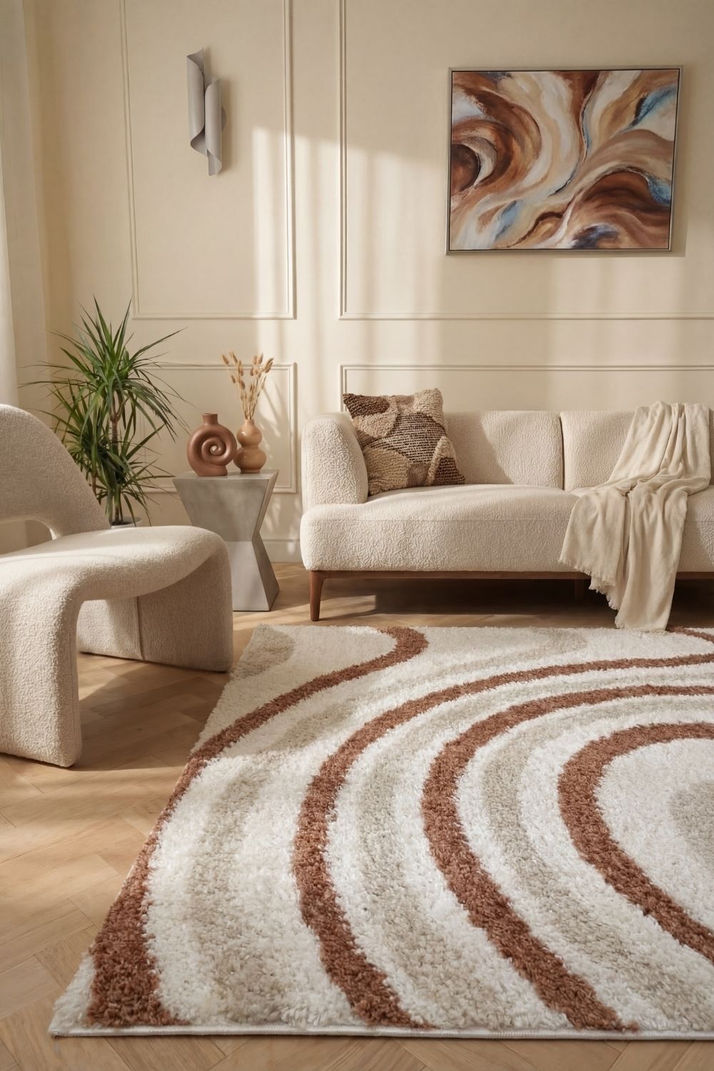 The Rugs Moodi Shaggy Cream Terra Sunhaze Rug