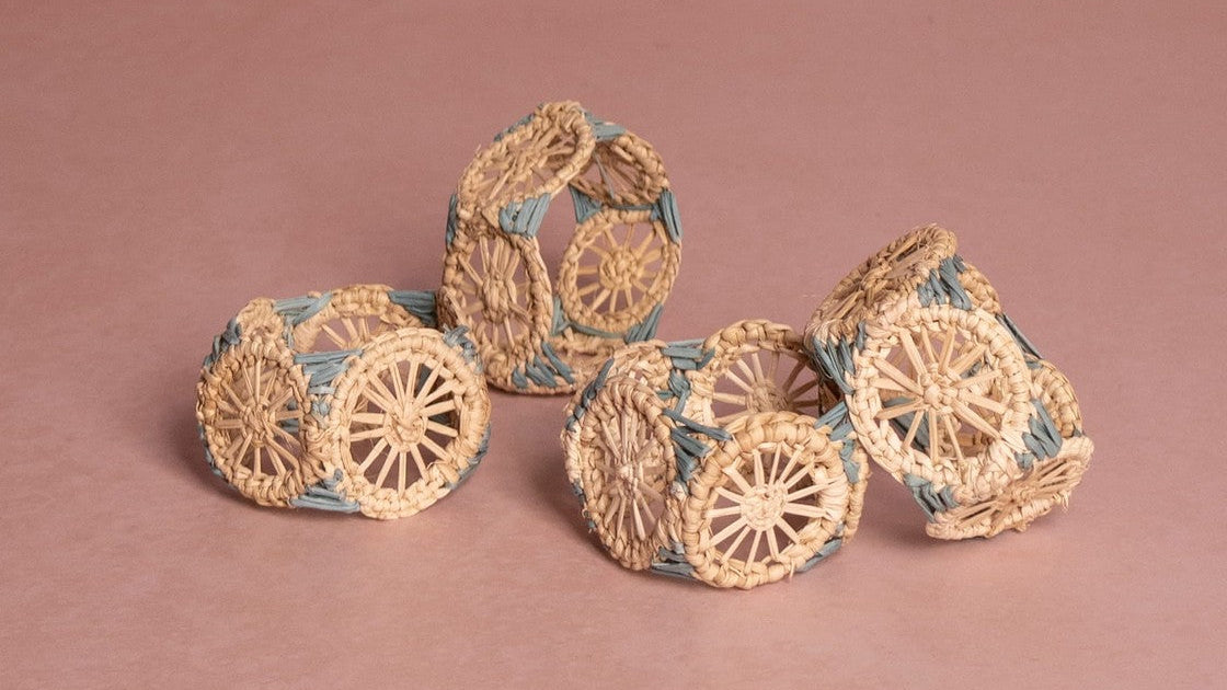 Casa by Josephine Jenno Atlantico Iraca Woven Napkin Ring - Blue