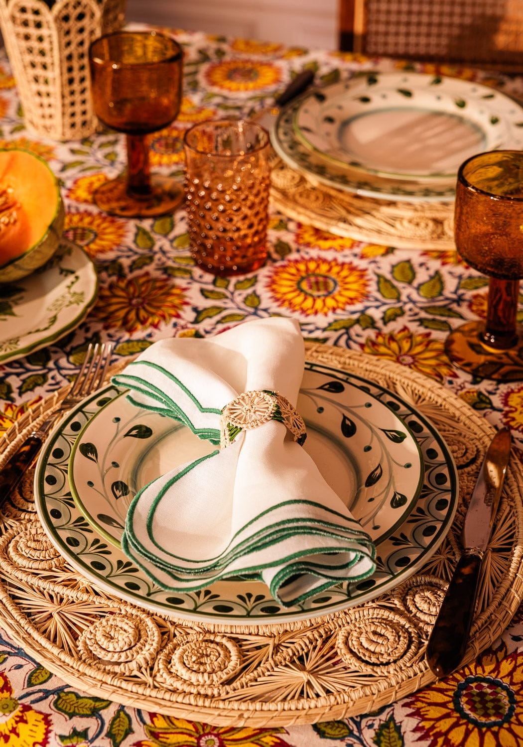 Casa by Josephine Jenno Atlantico Iraca Woven Napkin Ring - Green