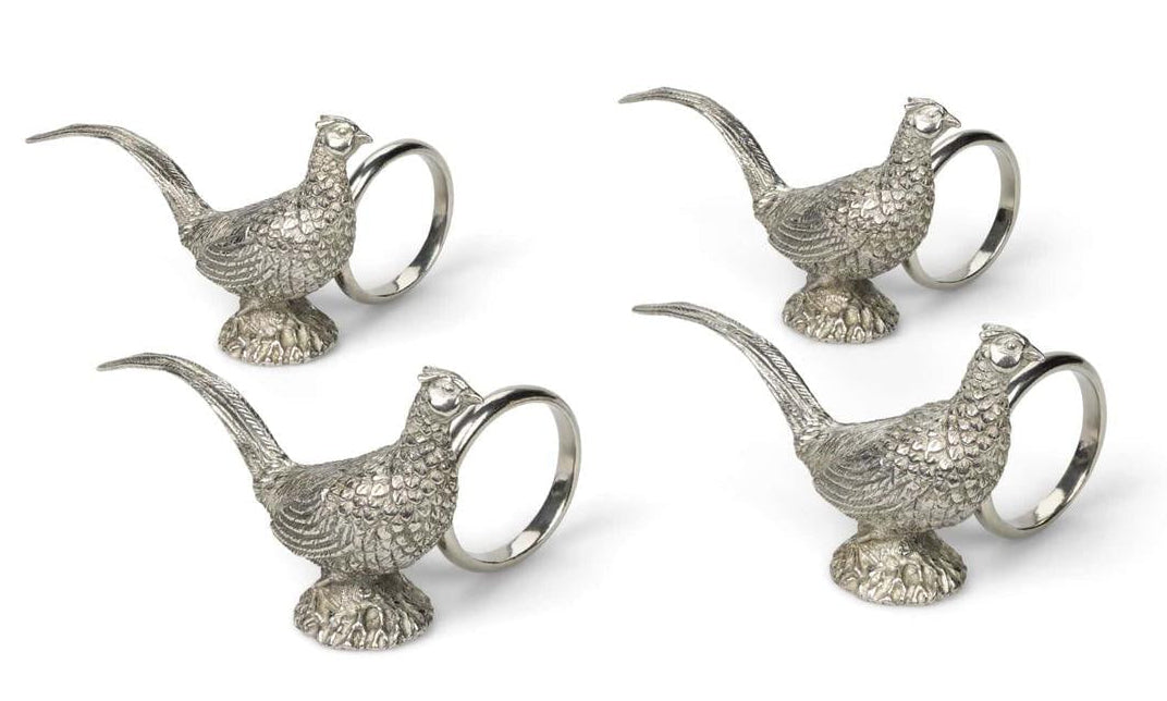 Casa by Josephine Jenno Pheasant Feathered Pewter Napkin Ring - Set of 4