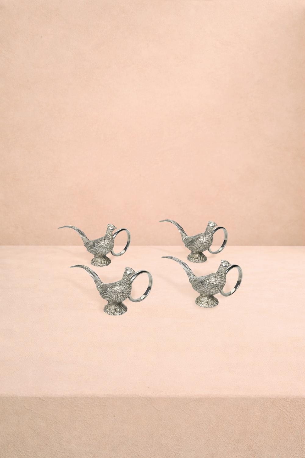 Casa by Josephine Jenno Pheasant Feathered Pewter Napkin Ring - Set of 4