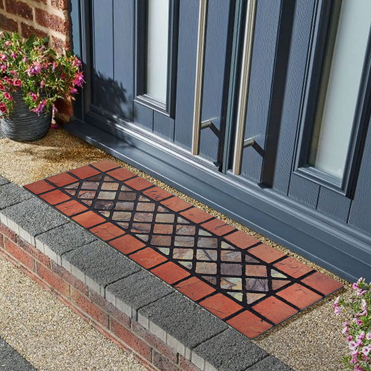 Nicoman Eco-Friendly Rubber Step Mat - Red Border
