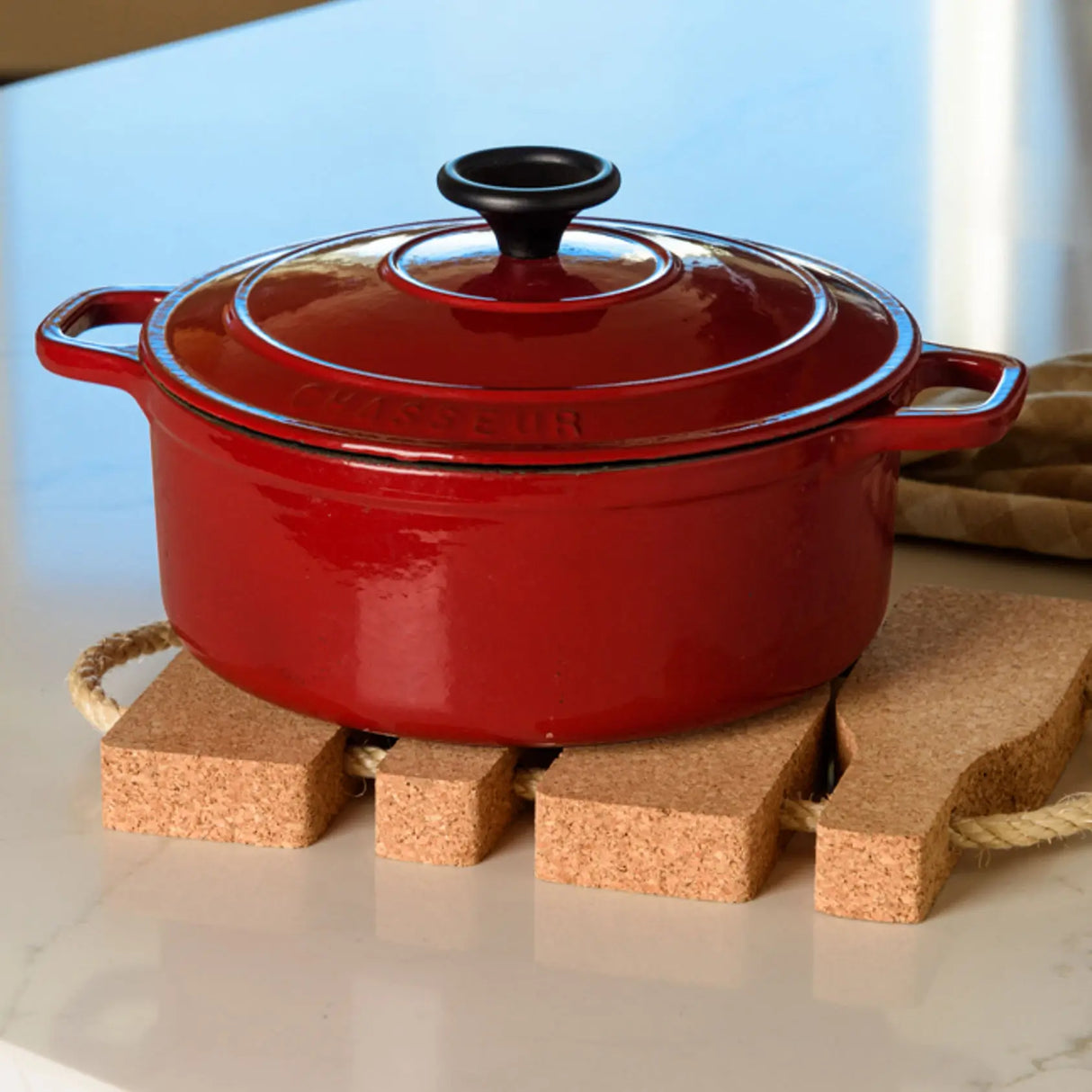 Portuguese Treasures Natural Cork Bottle Trivet with Rope Handles