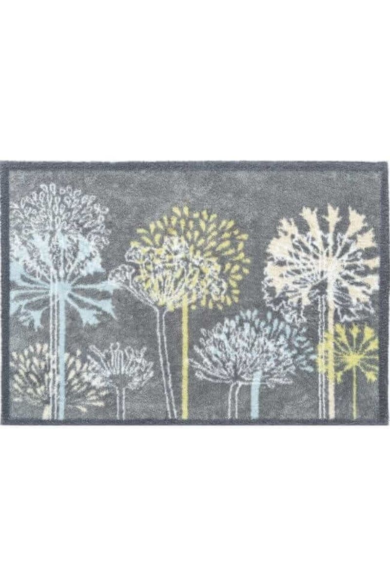 The Rugs Eco-Washable Floral Design Mat in Grey