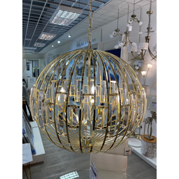 Pagazzi Noemi Polished Brass Crystal Ceiling Pendant
