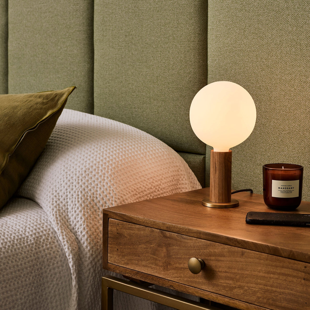 Tala Knuckle Table Lamp Walnut + Sphere IV