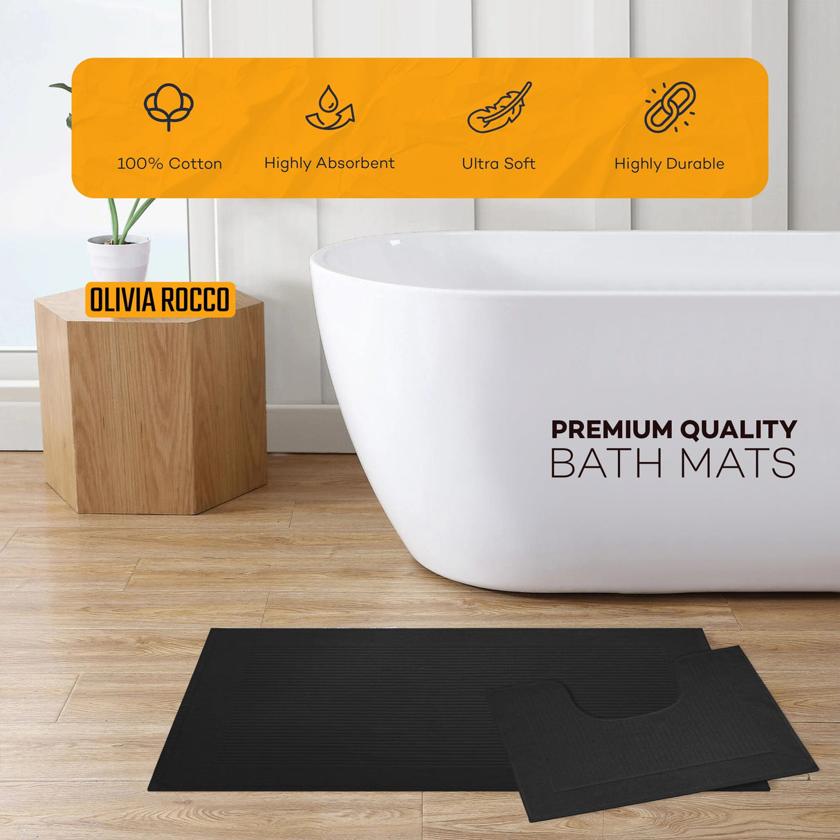 2 Piece Monaco Non Slip Bath Mat Rug Set by OLIVIA ROCCO
